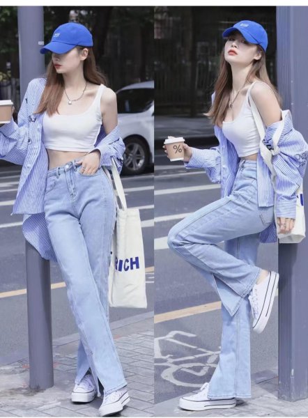 喇叭牛仔裤搭配什么上衣好看