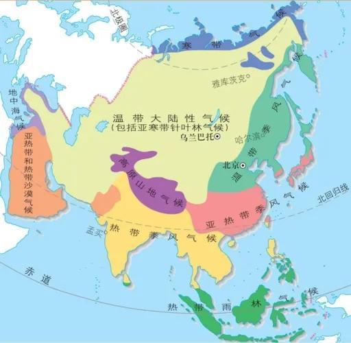 亚洲的气候特征分布介绍