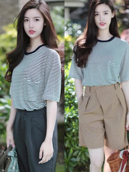 黑白条纹上衣搭配什么裤子好看