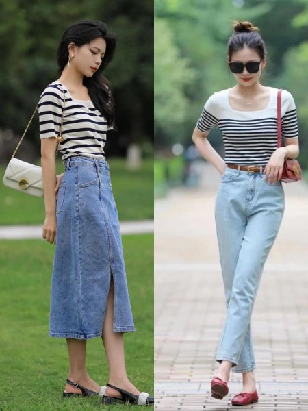 黑白条纹上衣搭配什么裤子好看