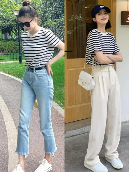 黑白条纹上衣搭配什么裤子好看