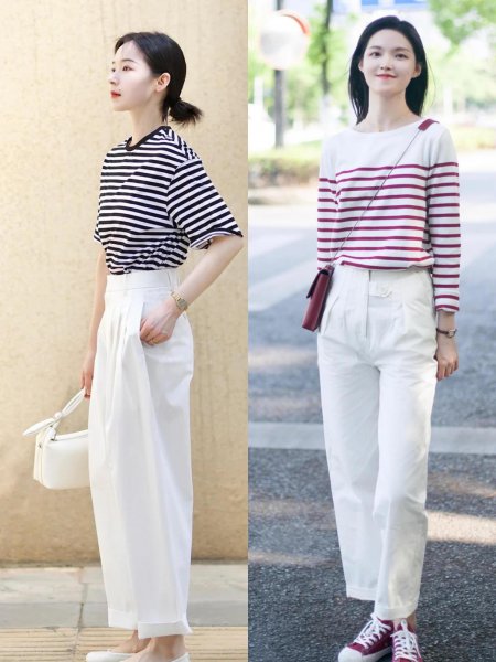 黑白条纹上衣搭配什么裤子好看