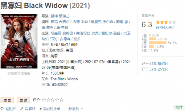 黑寡妇为什么没在中国上映
