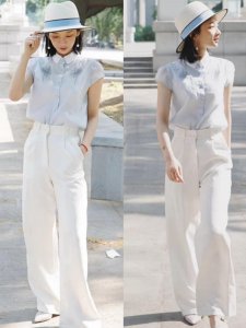 白色阔腿裤怎么搭配上衣 白色阔腿裤的九个穿搭指南