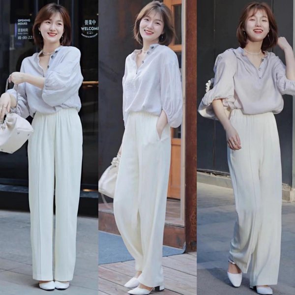 白色阔腿裤怎么搭配上衣