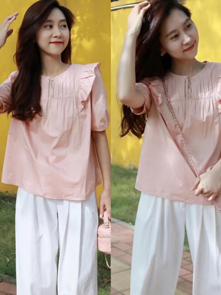 白色阔腿裤怎么搭配上衣