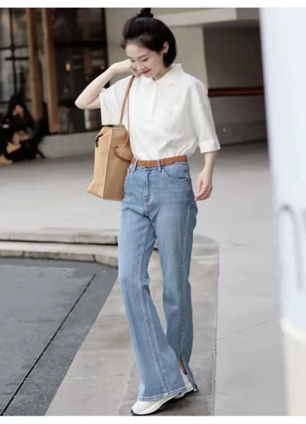 开叉喇叭裤配什么鞋子好看