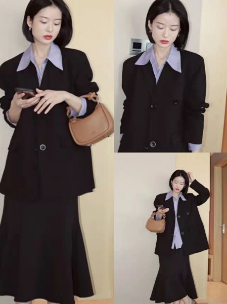 黑西装外套搭配什么内搭好