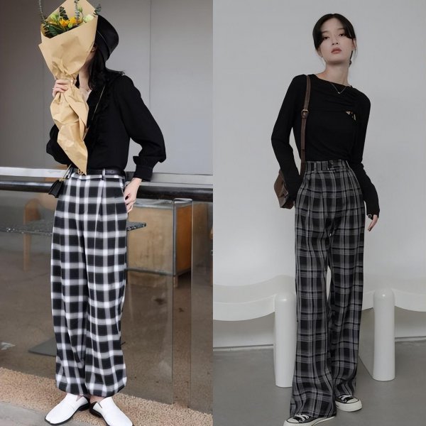 格子裤配什么上衣比较好看