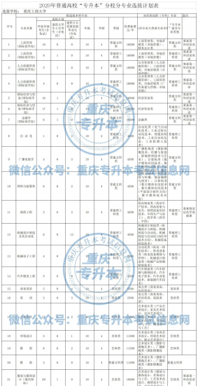 重庆工商大学专升本有哪些专业