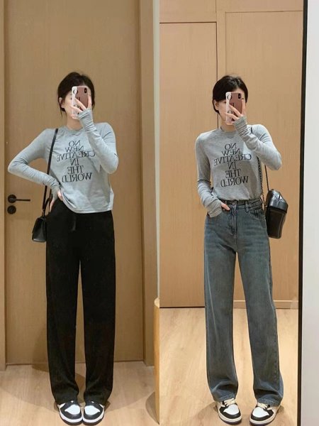 阔腿裤搭什么上衣好看图片