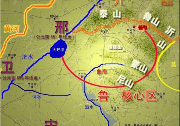 战国时期齐国和鲁国地图