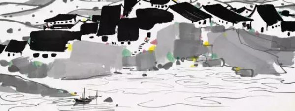 吴冠中江南水乡水墨画