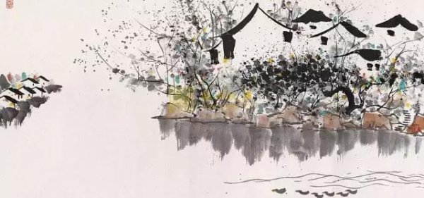 吴冠中江南水乡水墨画