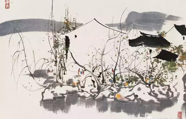 吴冠中江南水乡水墨画