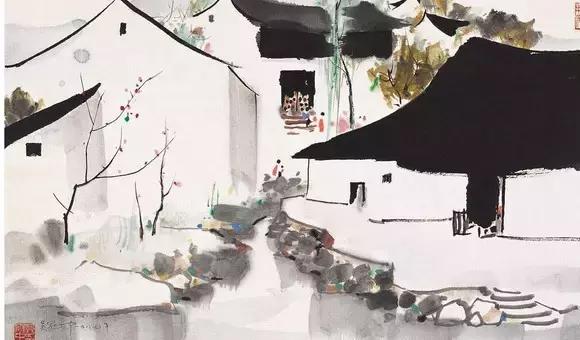 吴冠中江南水乡水墨画