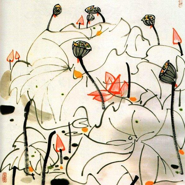 吴冠中江南水乡水墨画