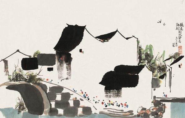 吴冠中江南水乡水墨画