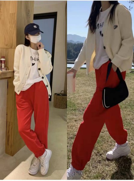 红色裤子搭配图片