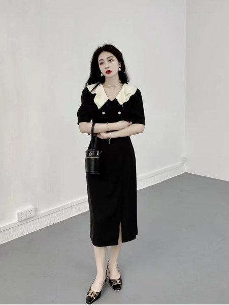 黑色连衣裙搭配鞋子图片