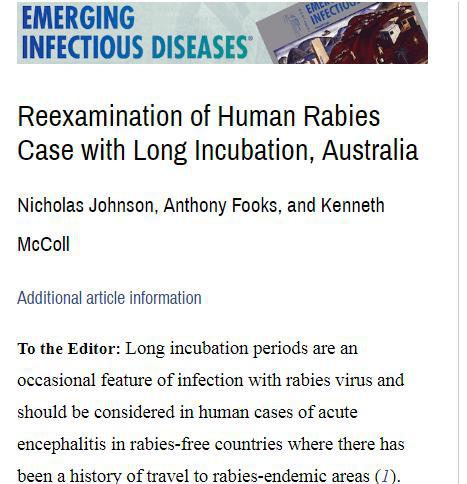 狂犬病潜伏期最长50年