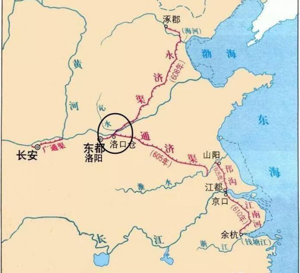 隋朝大运河示意图