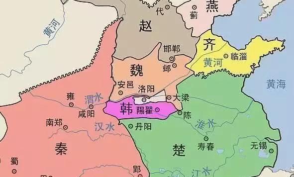 战国七雄地理位置示意图