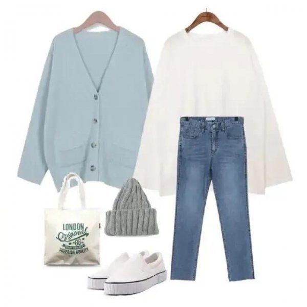 短款开衫毛衣最佳搭配图片