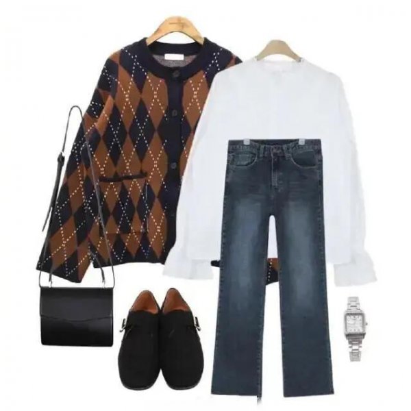 短款开衫毛衣最佳搭配图片