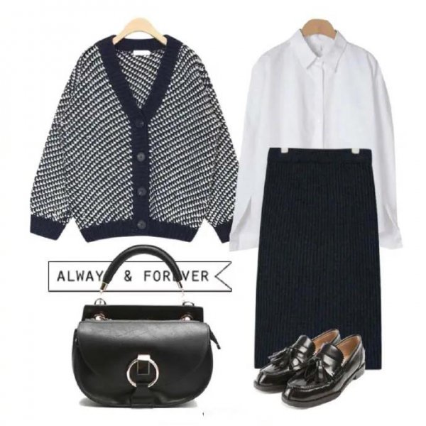 短款开衫毛衣最佳搭配图片