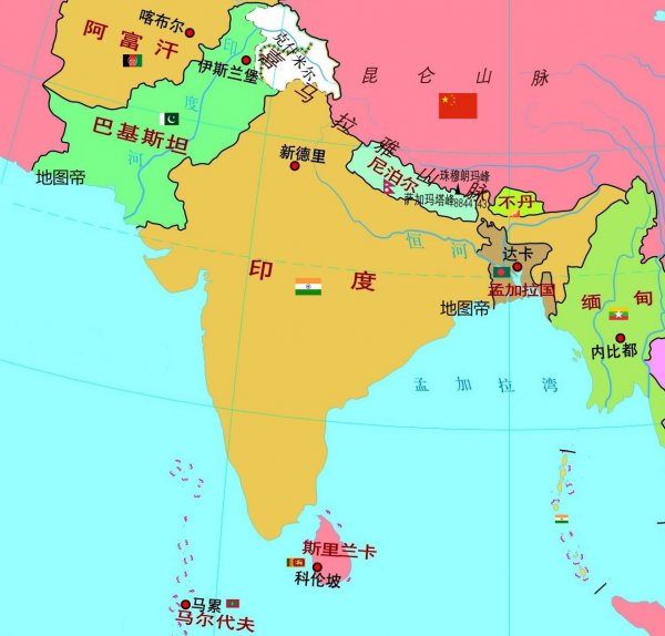 尼泊尔地理位置地图