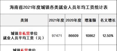 海南平均工资水平 海南省不同行业职工平均薪酬和增速情况