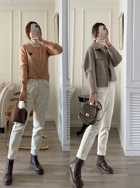 女白色裤子全部搭配图