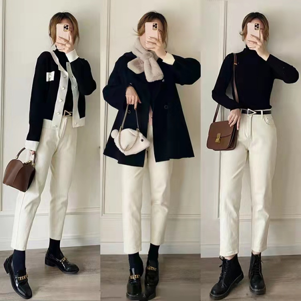 女白色裤子全部搭配图