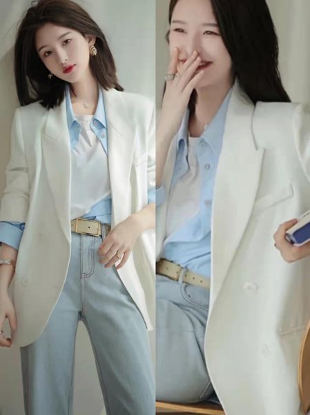 白西装外套下身搭什么好看