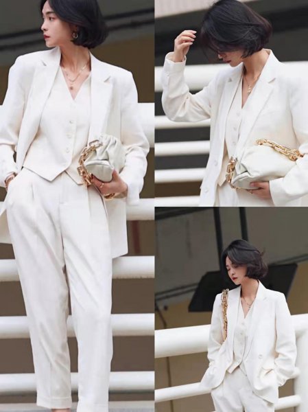 白西装外套下身搭什么好看