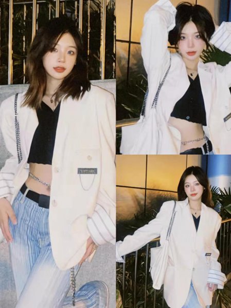 白西装外套下身搭什么好看