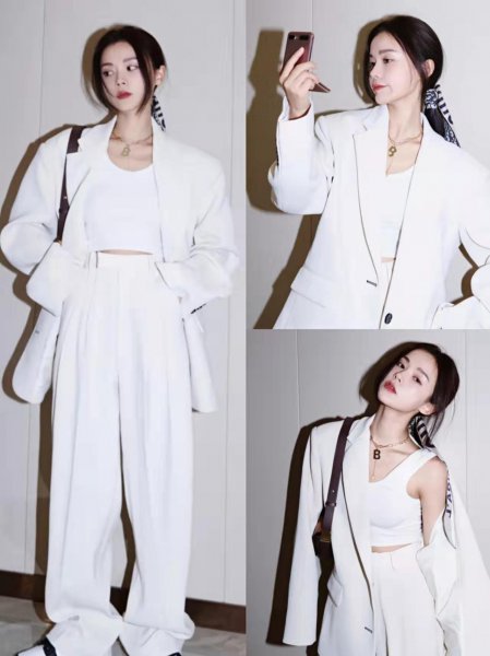 白西装外套下身搭什么好看