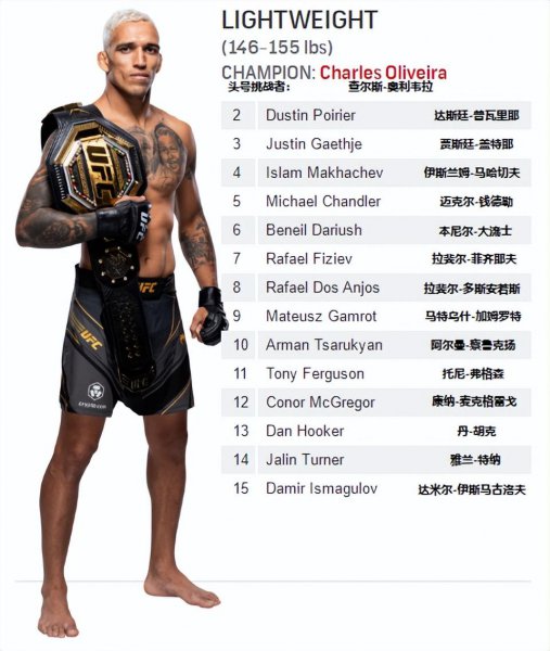 2022年最新ufc重量级排名