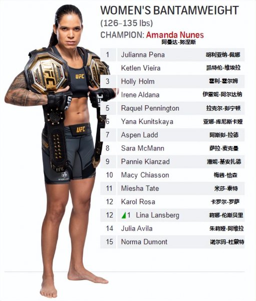 2022年最新ufc重量级排名