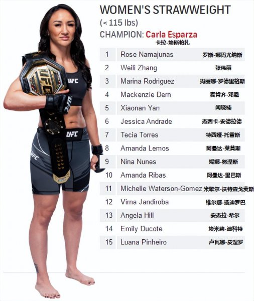 2022年最新ufc重量级排名