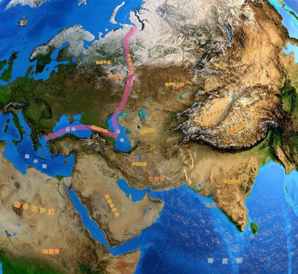 各大洲的分界线图示