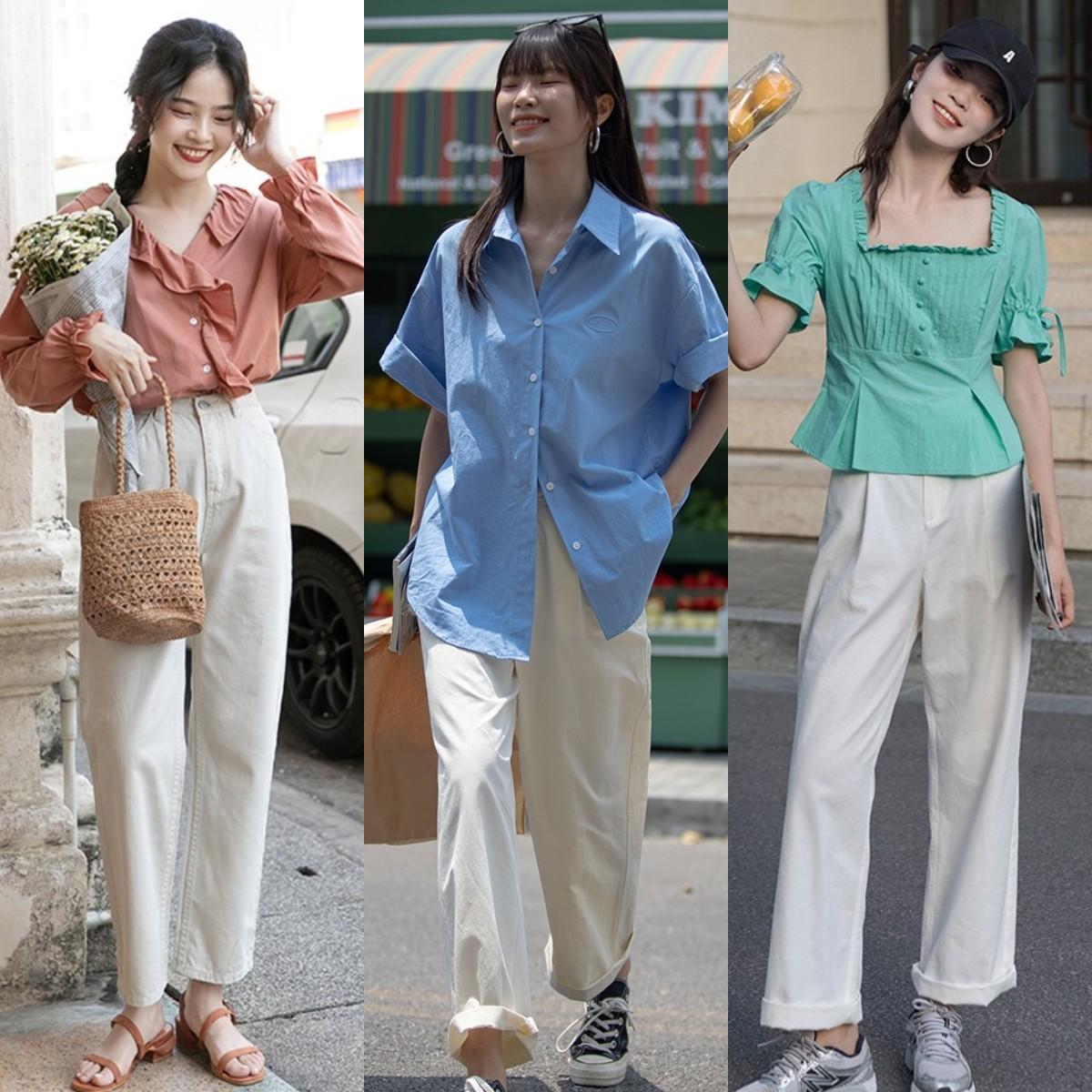 白色裤子配什么颜色t恤好看