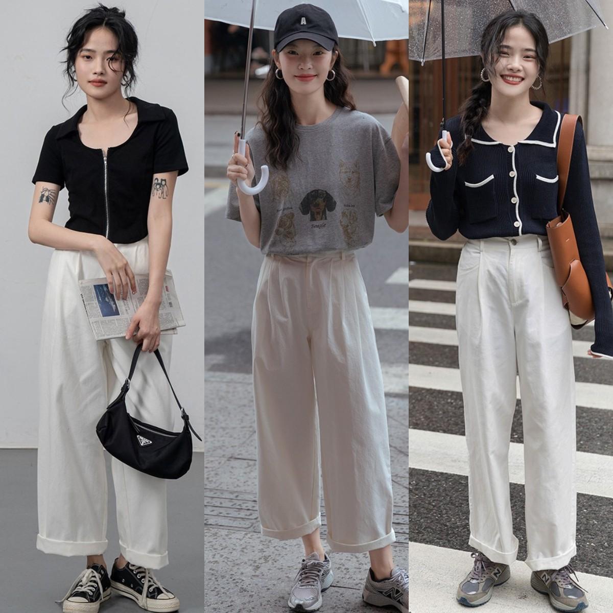 白色裤子配什么颜色t恤好看