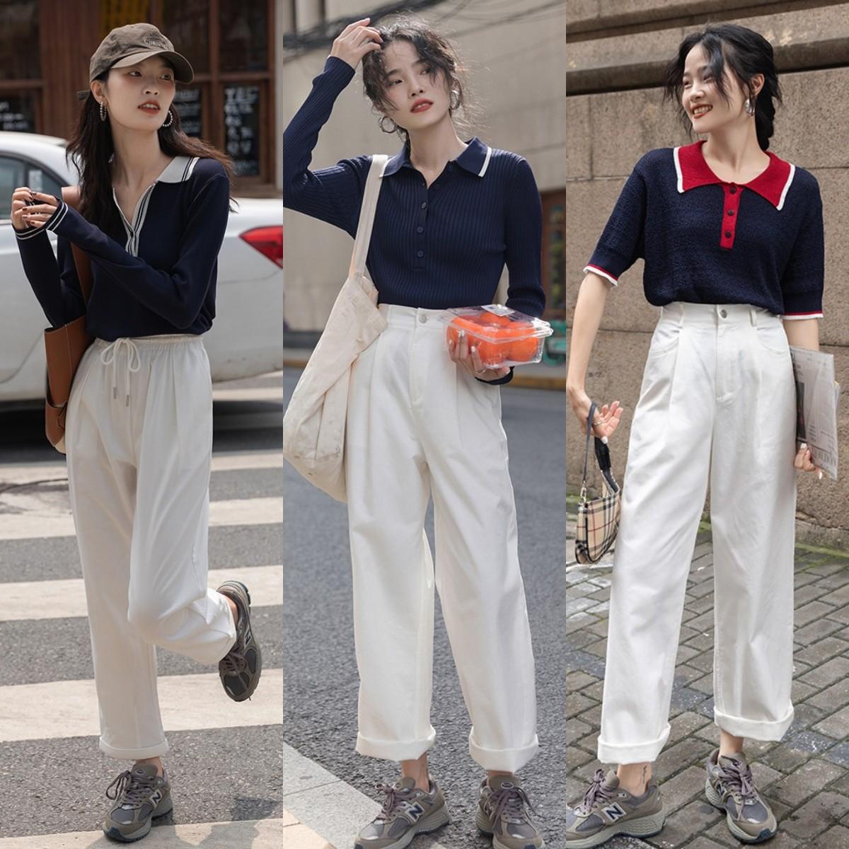 白色裤子配什么颜色t恤好看