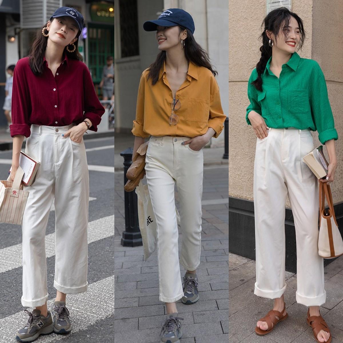 白色裤子配什么颜色t恤好看