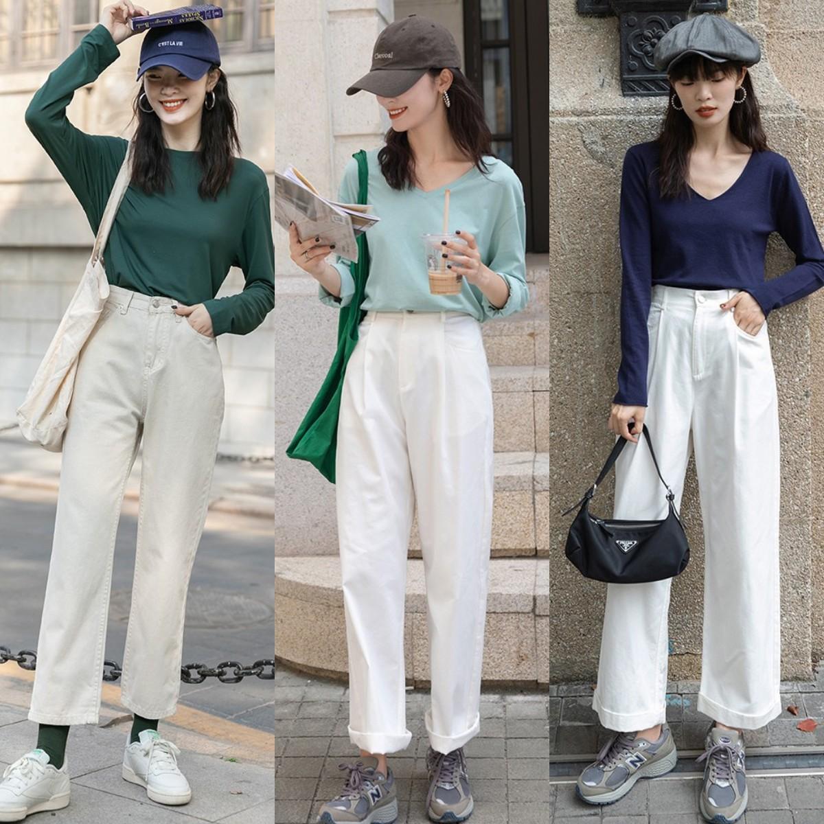 白色裤子配什么颜色t恤好看