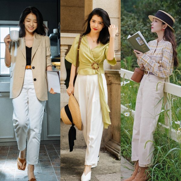 白色裤子穿搭图片欣赏