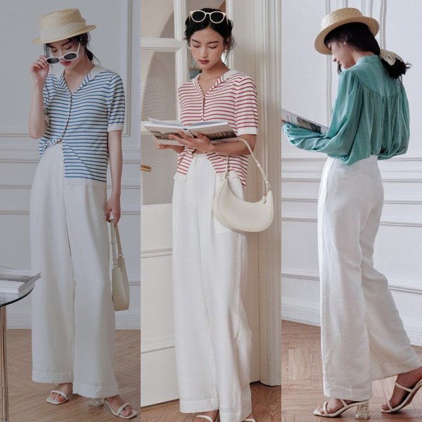 白色裤子穿搭图片欣赏