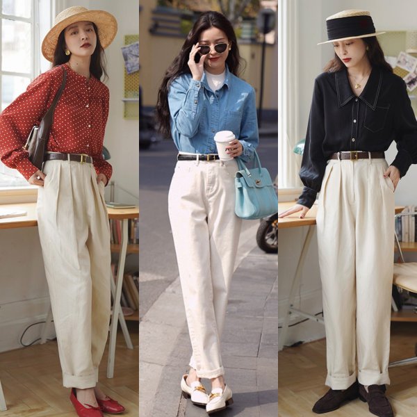 白色裤子穿搭图片欣赏